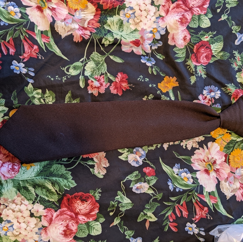 Brown clip on tie